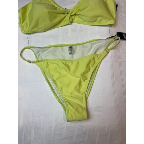 Go Coco Lime 2 Cut Out Top Piece Bikini  Size Large RefM033 - Picture 6 of 8